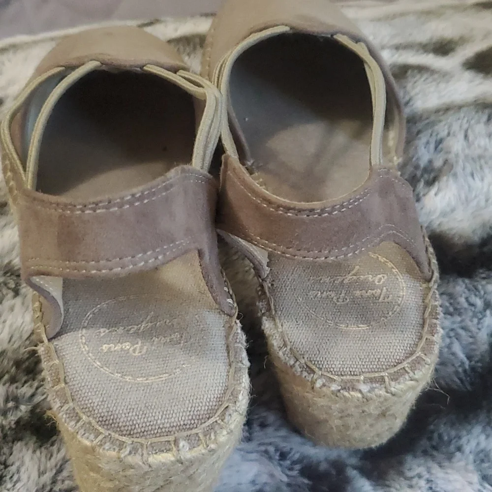 Toni Pons Origens Nuria Suede Espadrilles Elastic Straps Beige Sz 39